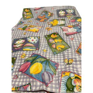 Easter Egg Bunny Chick Tulip Vinyl Tablecloth Table Covering 68" x 52"